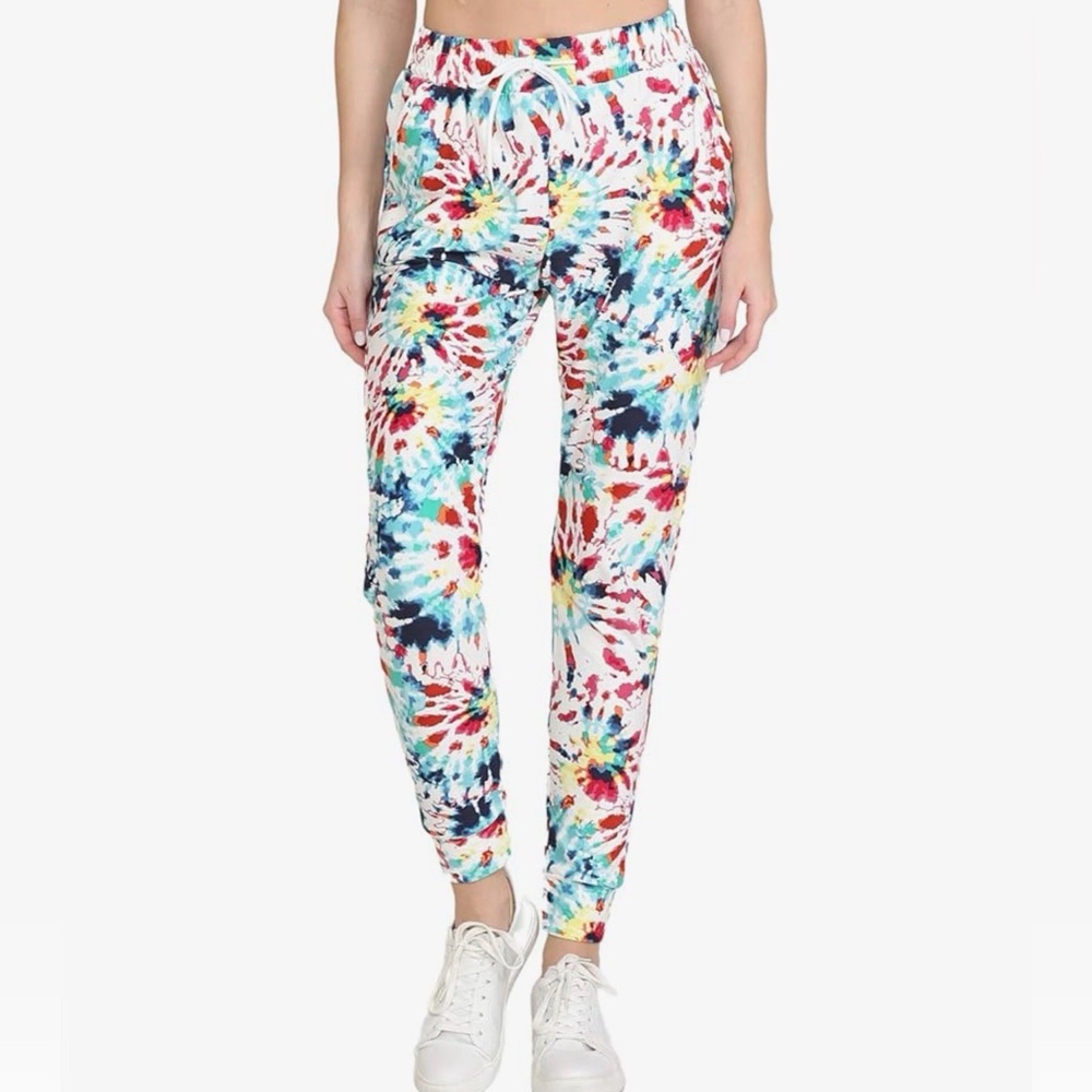 Leggings Depot Colorful Tie-Dye Women's Jogger Pants Size Large